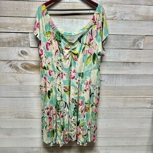 Torrid Dress Womens Plus Size 4X Off Shoulder Super Soft Floral Stretch Pockets
